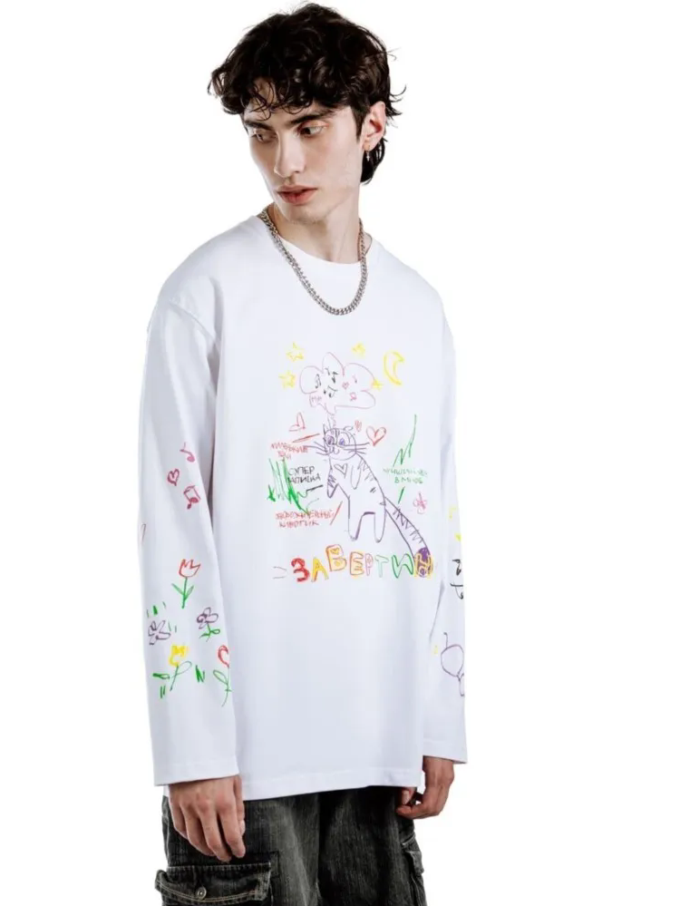 Unisex Oversize Cartoon Print Sweatshirt