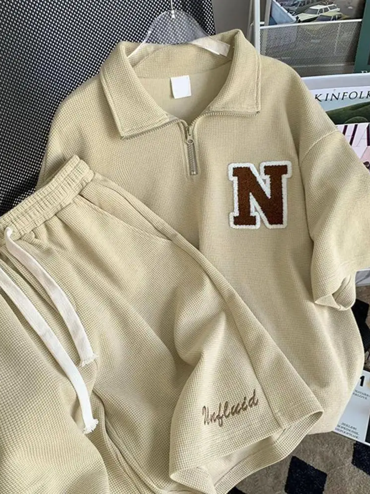 Unisex Adults 2Pcs Loose Fitted Shorts Set