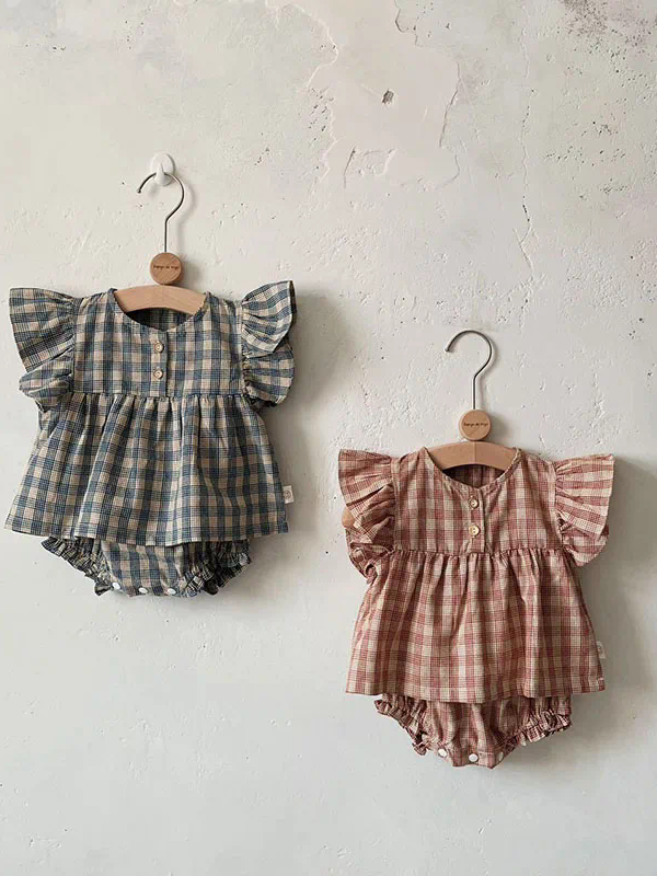 Baby Girl Plaid Shorts and Top Set
