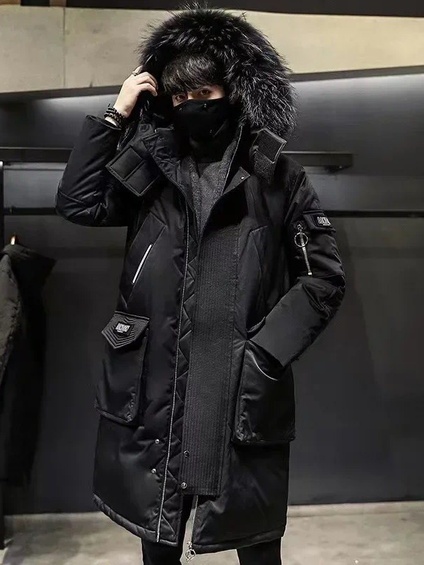 Men's Winter Large Fur Hooded Collar Jacket