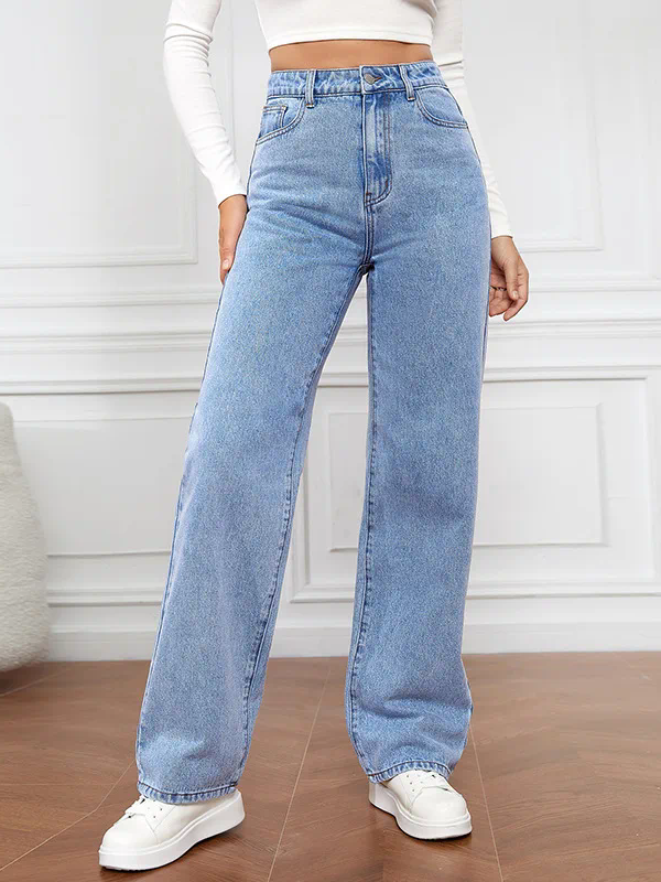 Women's Wide Leg Straight Jeans Pants