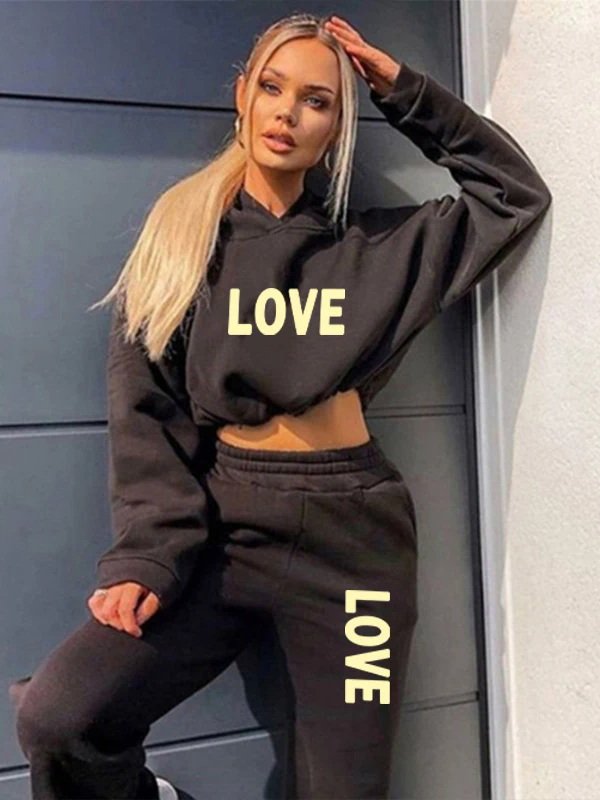 Women's Tracksuit Short Hoodie and Pants