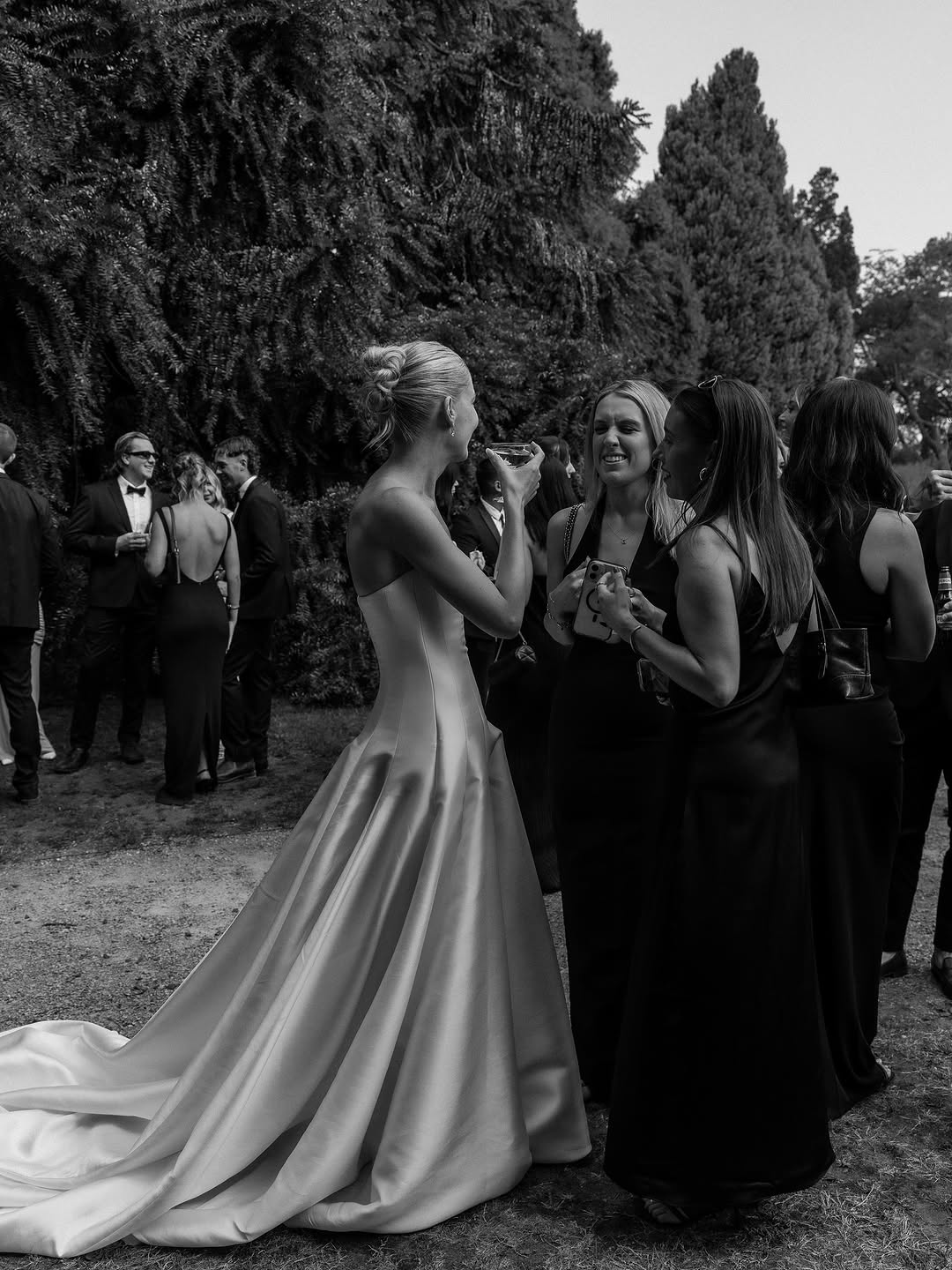 Contemporary couture meets nostalgic nuance in KYHA Bride Adler. Architectural in form yet fluid in movement, this strapless gown is cut from lustrous Mikado holds its sculptural shape. A clean, straight neckline sets creates a modern edge, while the