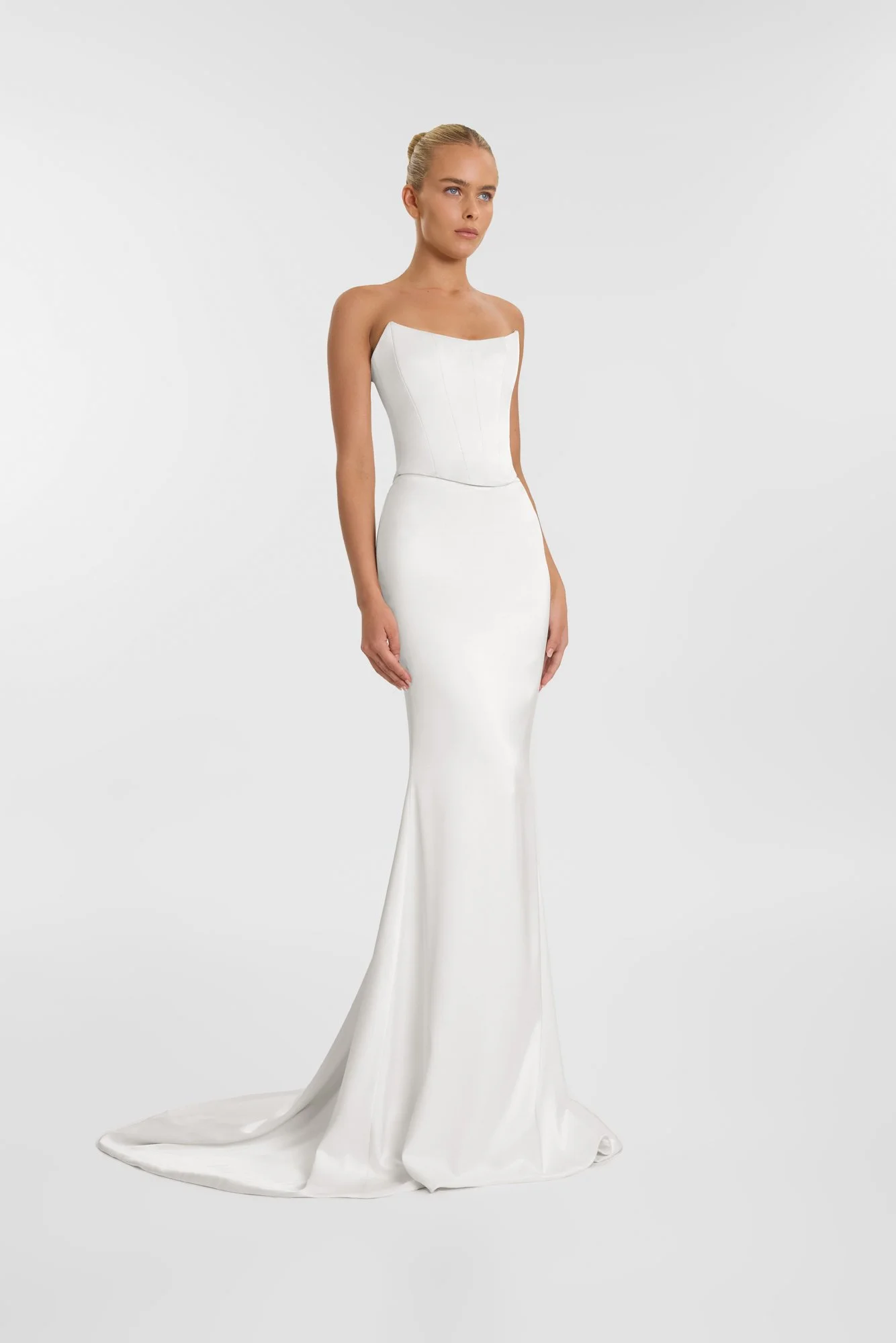 The KYHA Bride Whittaker bodice delivers modern sophistication with a sculpted fit and clean neckline. its structured construction offers support and definition, making it a favourite for fashion-forward brides wanting a polished finish. Whittaker pa