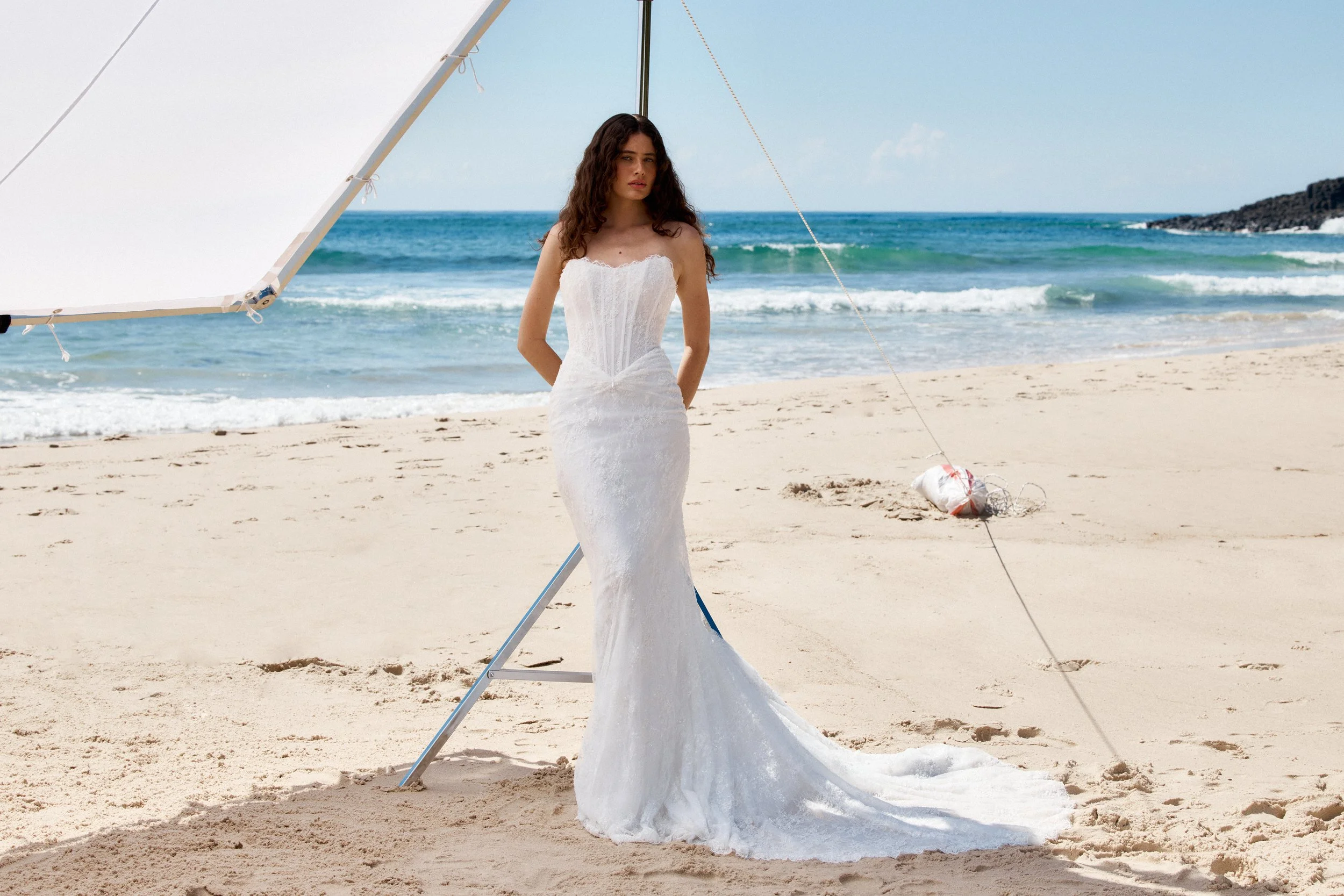 MWL Scout wrapped in our delicate new Scout lace, Scout is a love letter to refined romance. Her gently scooped bodice is subtly elongated for a flattering, feminine shape, structured with layers of buckram and fine boning to offer both support and a