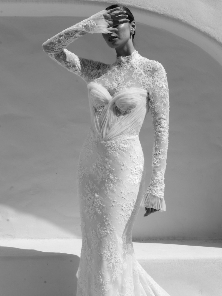 Alena Leena Bridal Rubinette available at Halo & Wren Bridal

The Rubinette gown is demurely flirtatious with a hint of seduction. A structured bustier is softened by swathes of lace, and hints of sparkle shine as you move.

Perfect for the bride loo