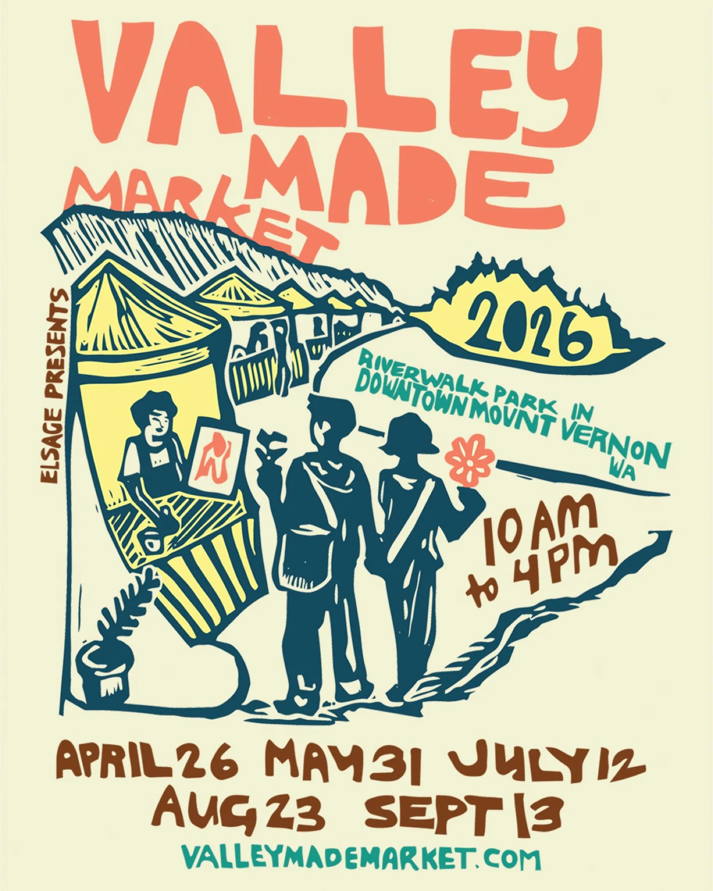 We're excited to introduce our poster for the 2026 outdoor Valley Made Market season! Save the dates and share with your friends: April 26, May 31, July 12, August 23, September 13
#downtownmountvernon #mountvernonwa #tulipfestival #tulipseason #hand