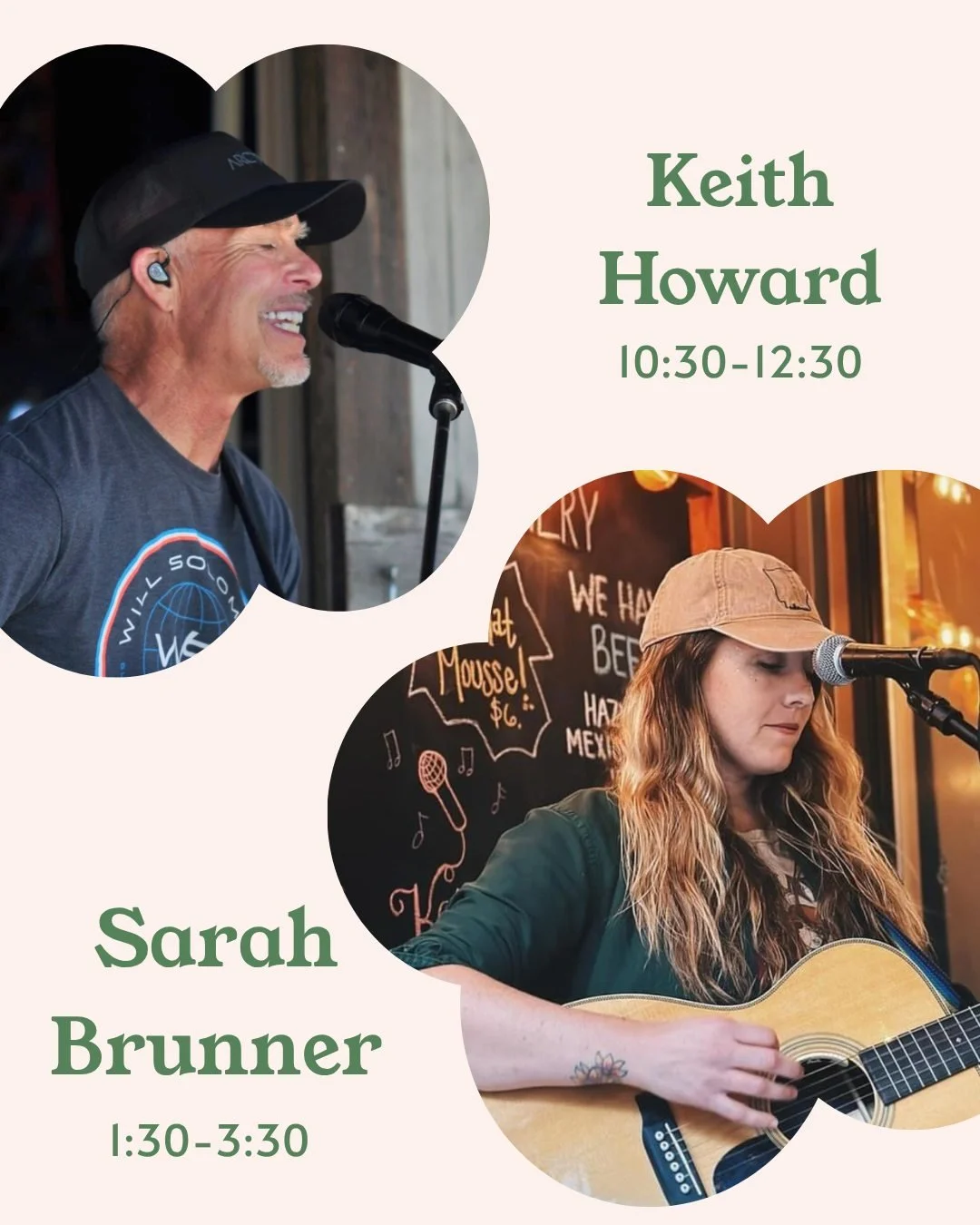 Catch live tunes at Valley Made Market on Aug 23rd! 🎶
Keith Howard: 10:30AM - 12:30PM 
Sarah Brunner: 1:30PM - 3:30PM @sarahbrunnermusic