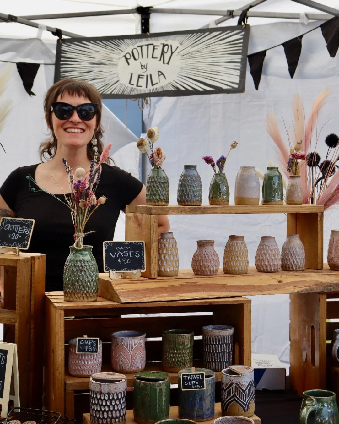 Drinking your favorite beverage out of a mug made by an awesome human = vibes! This September, find @potterybyleila, @meganclevelandpottery, @zachs.ceramics, @eyreceramics, @circlingskiesceramics, and @sandy.leighpottery at Valley Made. It's all happ