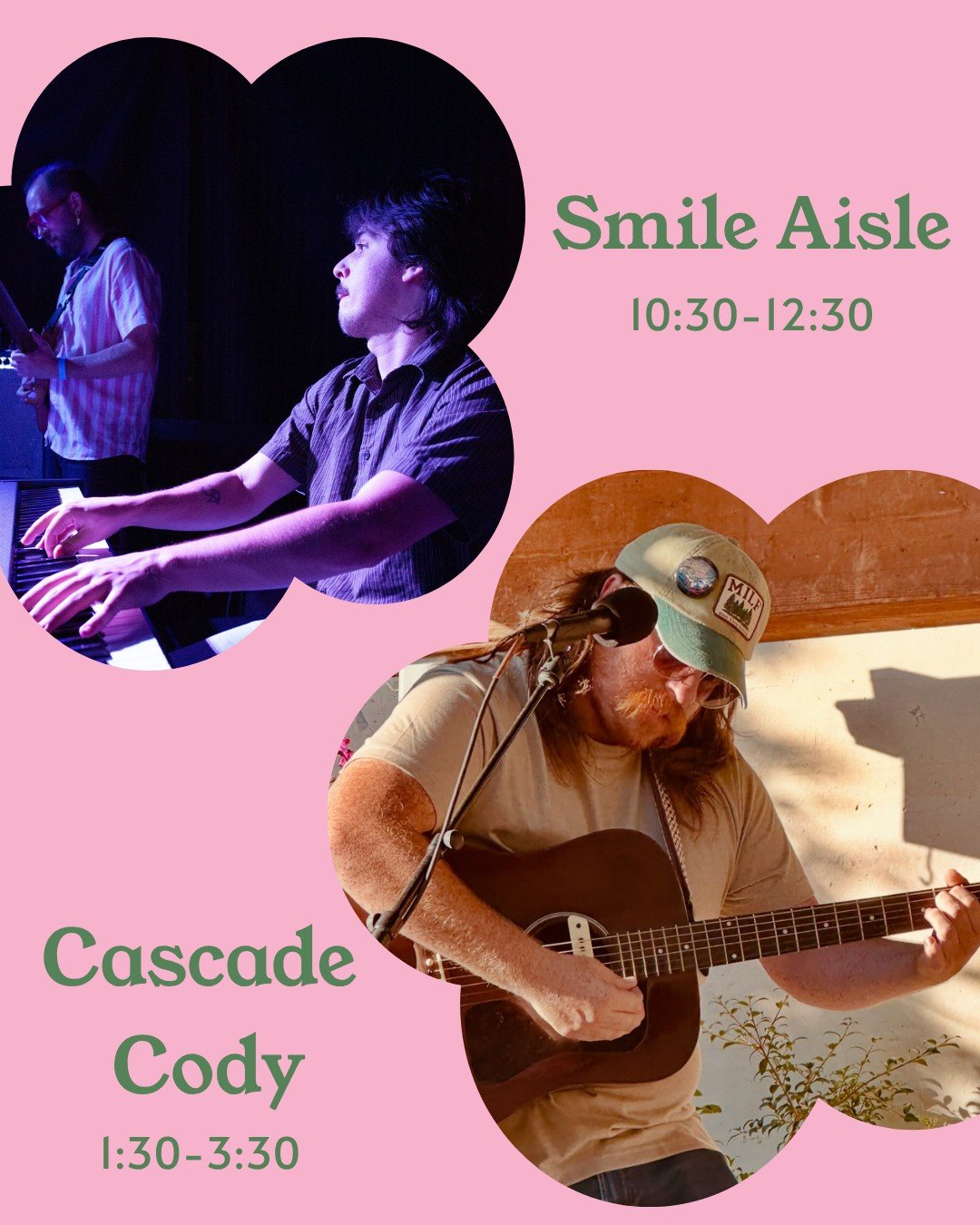 Tomorrow, catch live performances from two rad groups at our final outdoor market of the season! We've got Smile Aisle bringing the yacht rock vibes from 10:30am-12:30pm, followed by classic guitar folk music performed by Cascade Cody from 1:30-3:30p