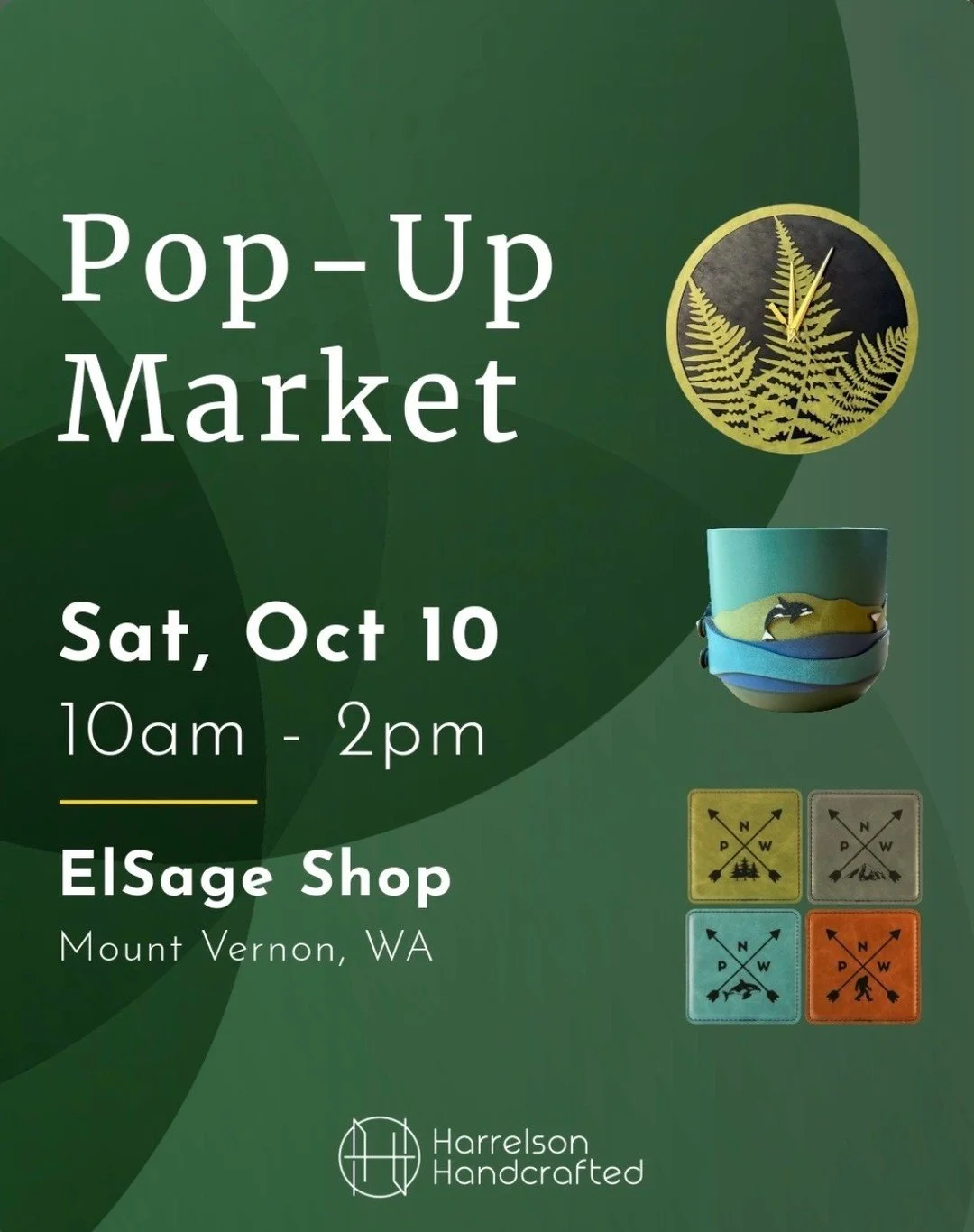 Maker pop-up event!
@harrelsonhandcrafted is popping up at @elsageshop this Saturday, Oct 10th from 10am-2pm. Come shop their beautiful collection of vegan leather and wood-engraved pieces! Plus get a FREE bookmark with every purchase of $25+ or a FR