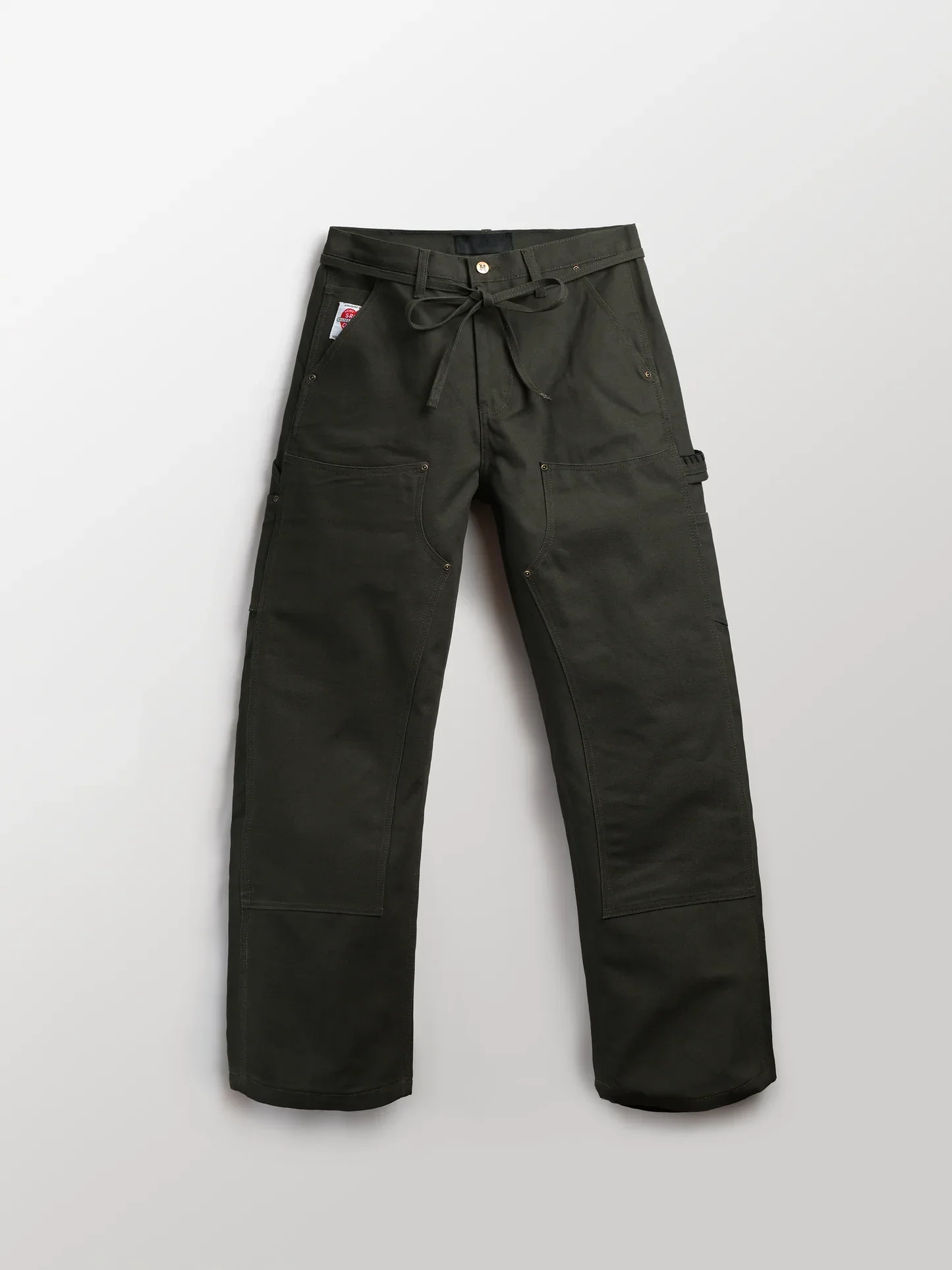 Work Pants: by our friends at Hidden Characters.
Double knee carpenter pants in duck canvas. Nori Colorway. Heavy-weight & stiff-- made to break in designed with big compartments and pockets. 
$169