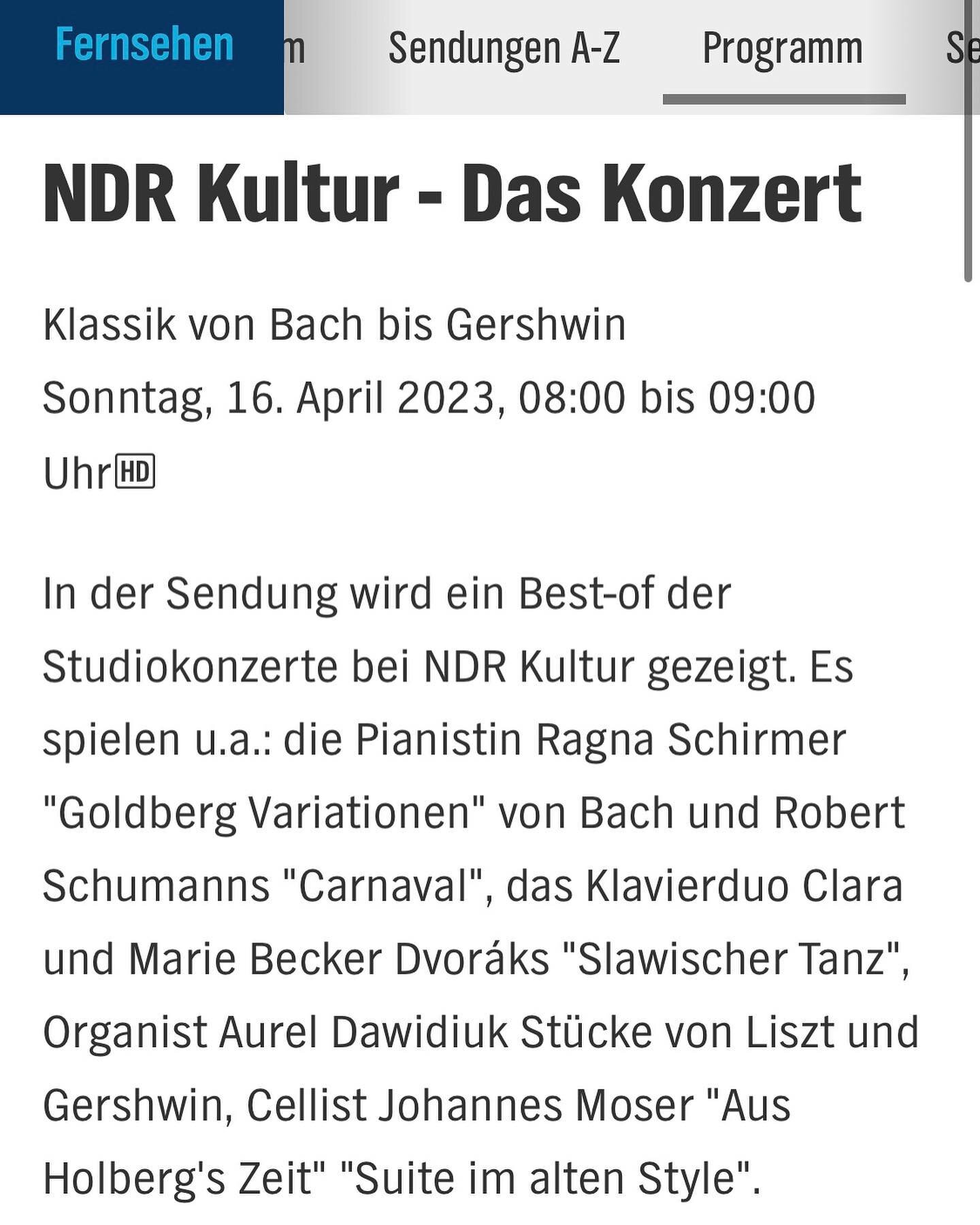 Two appearances on NDR Radio this month! We were so happy to be guests of the 50th episode of &Agrave; la carte extra some months ago ❤️🎹🎬 a big thank you for sharing our music in these best-of-concerts!  #ndr #ndrkultur #radio #classicalmusic #pia