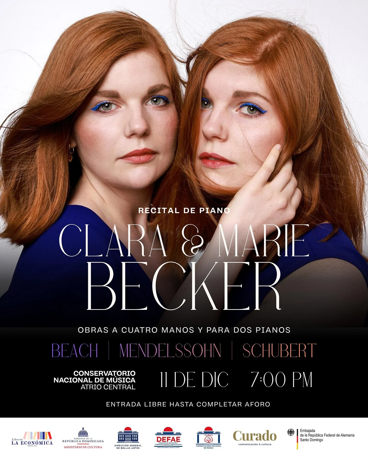 CLARA &amp; MARIE BECKER EN RD🎶

Desde Hamburgo, Alemania, llega por primera vez a la Rep&uacute;blica Dominicana el duo de piano conformado por las hermanas Clara y Marie Becker, cuya carrera ha sido recibida con elogios y entusiasmo por la prensa 
