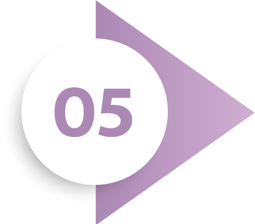 Number 05 inside a white circle, set against a triangle in the background in lavender colors.