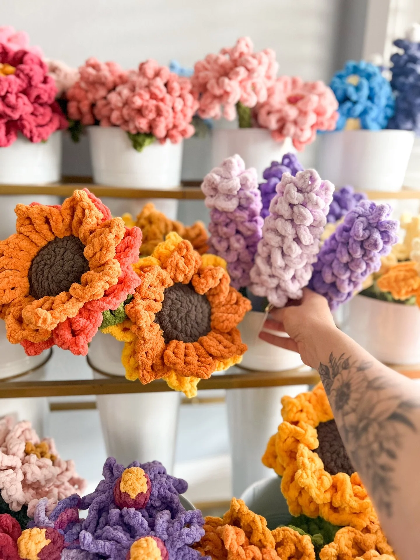 Market ready BLOOMS. 💐

The best part? All of these crochet flower patterns are available in my Etsy shop individually and as different bundles so you can make them too! 🫶🏼💐

Filling this flower cart might be my favorite project ever. It&rsquo;s 