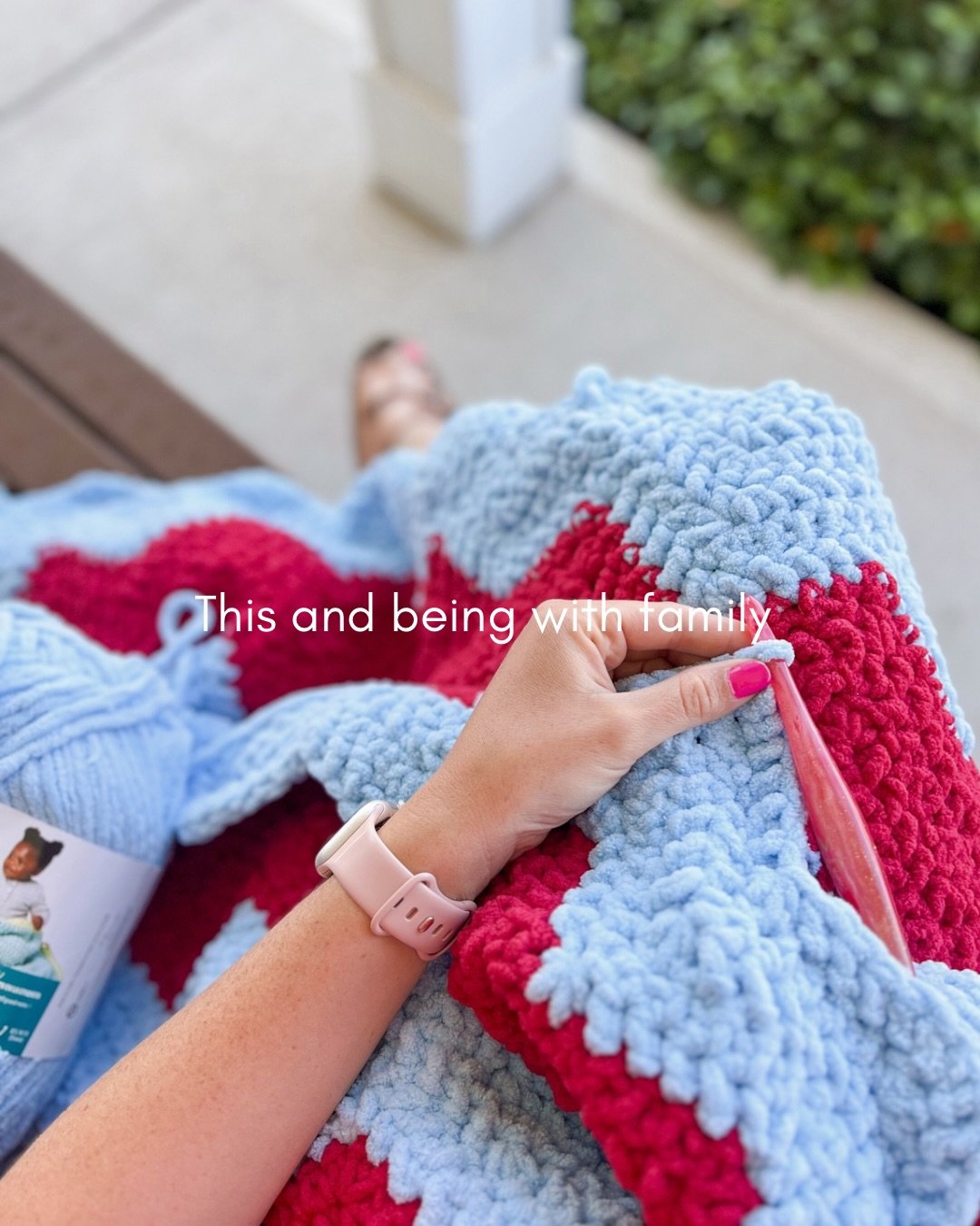 Crocheting outside in the warm, breezy, spring weather is my happy place. 🌱 

Couldn&rsquo;t resist snapping a picture today as I&rsquo;m getting closer to finishing up this chunky chevron blanket for my son. I haven&rsquo;t been following a pattern