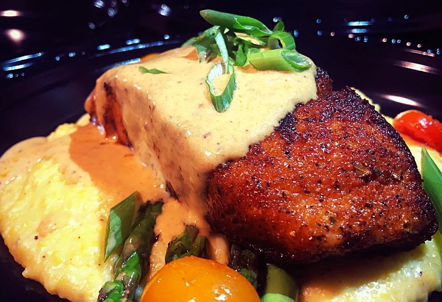 Garlic herb salmon by Southern Standard, Houtson.