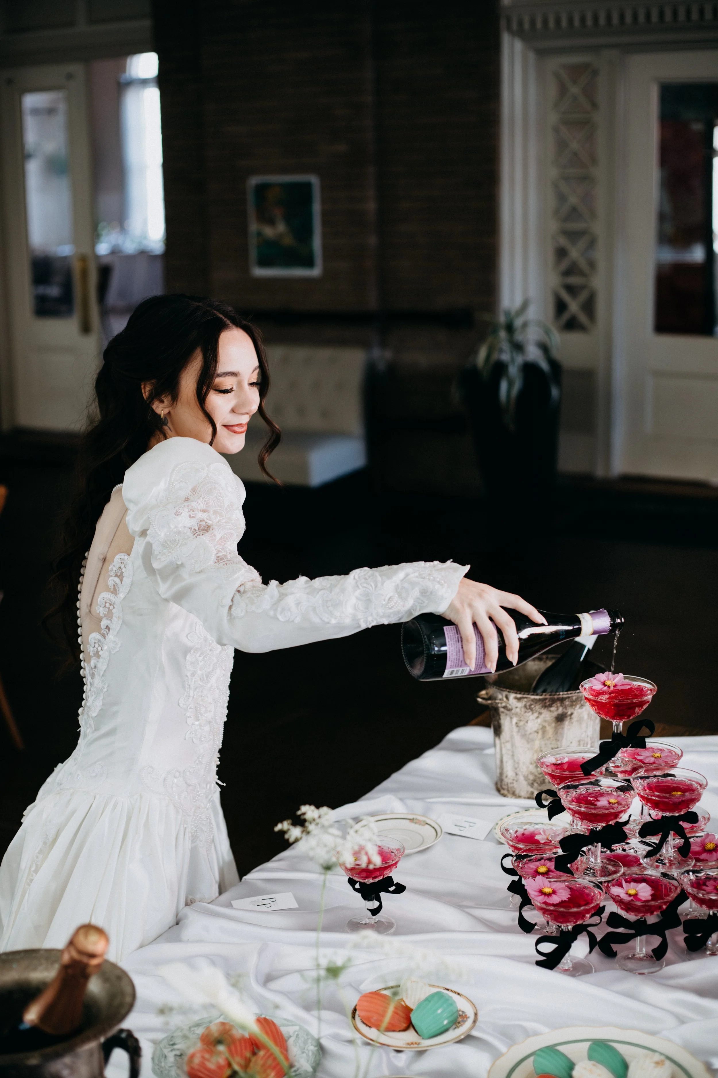 bartender pouring drink at mobile bar