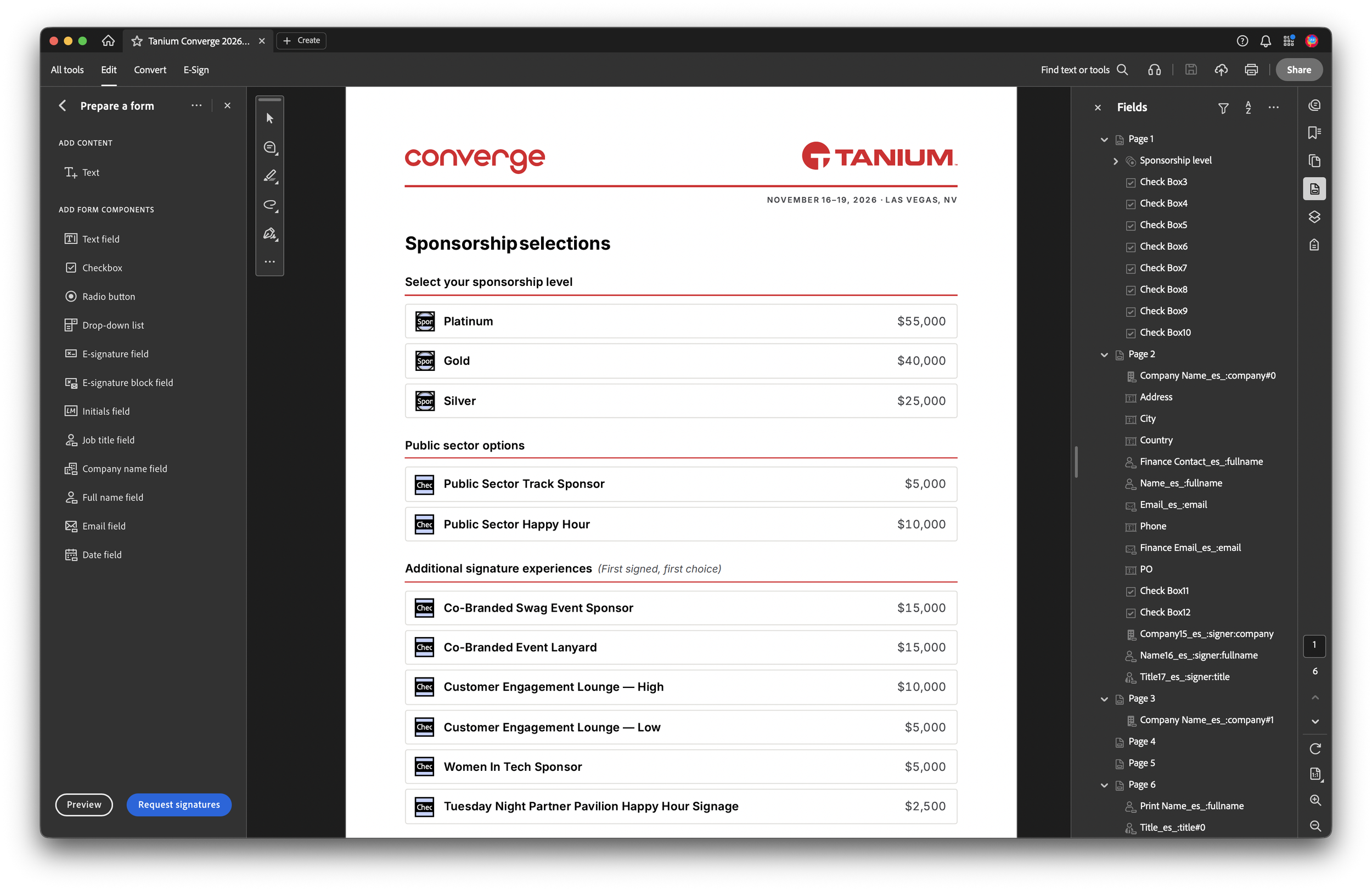 Creating a form with Adobe Acrobat