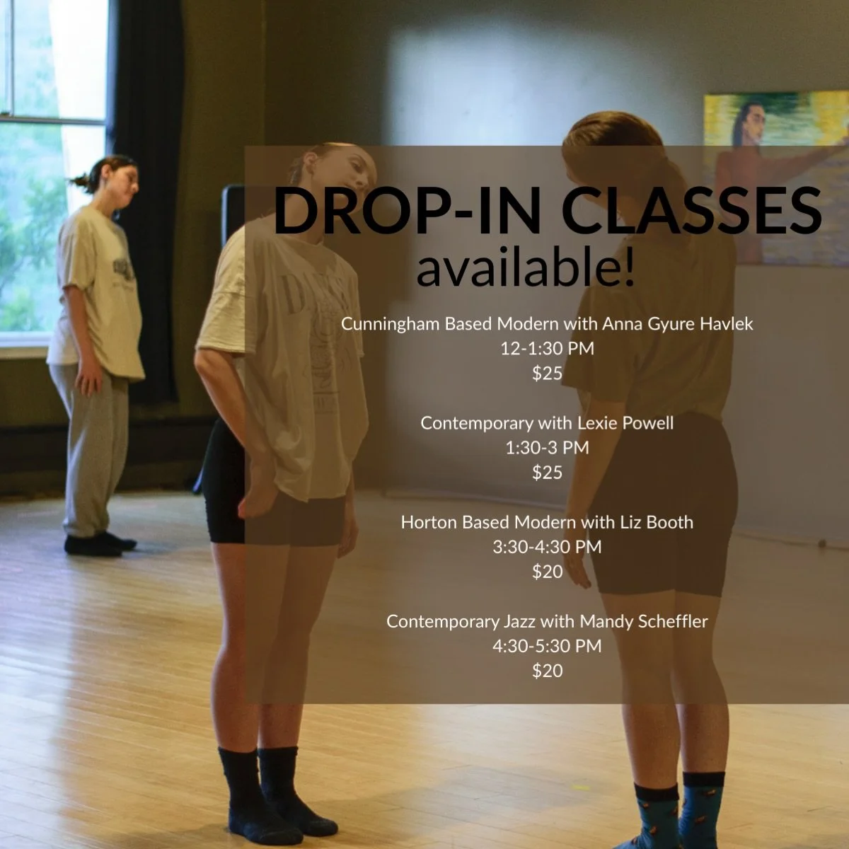 The drop-in class option is now OPEN for our winter intensive!!! 

All classes are this Saturday 1/10 from 12-5:30. You now have the opportunity to take a few classes instead of the full intensive if that works better for you. 
Find the registration 