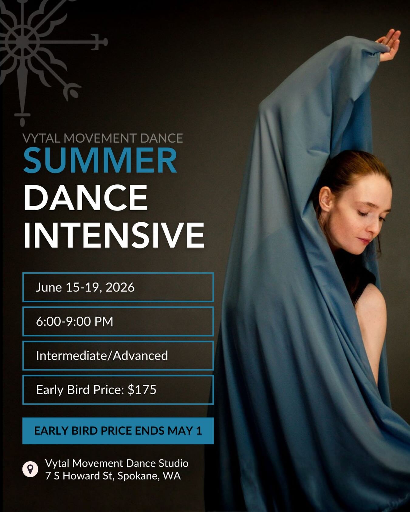 We are thrilled to be hosting our second Summer Dance Intensive! Join us for a week of intermediate/advanced Cunningham, Horton &amp; contemporary style classes💃🏻

Registration is open now &amp; Early Bird pricing will run until May 1!🐦 Visit vyta