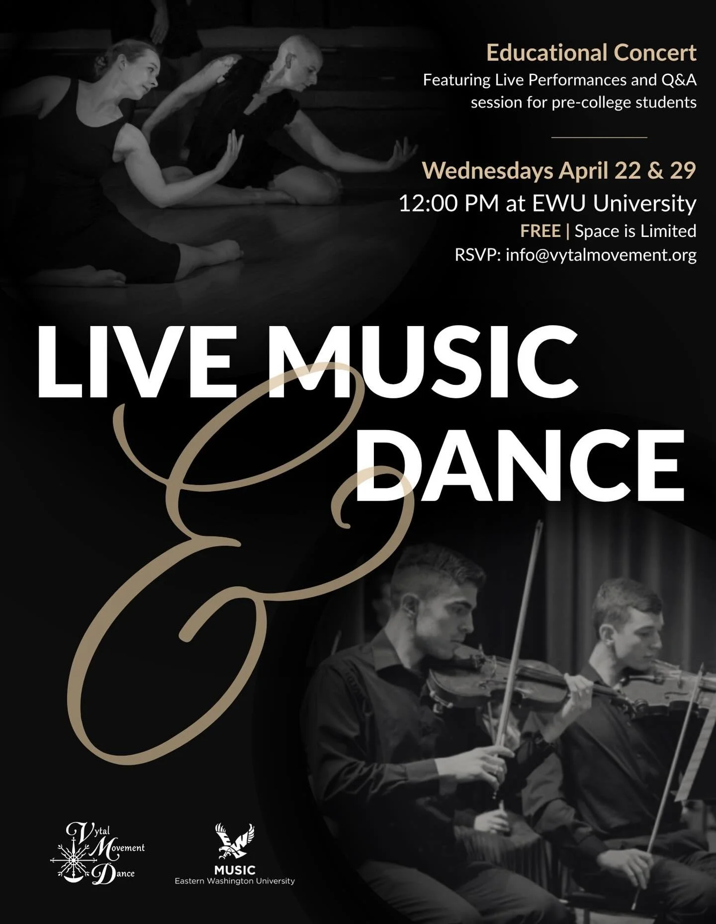 We are thrilled to be collaborating with the @easternwashingtonuniversity Department of Music again for a special educational series over the next two weeks🎶

These educational concerts will feature live performances and a Q&amp;A aimed towards gett