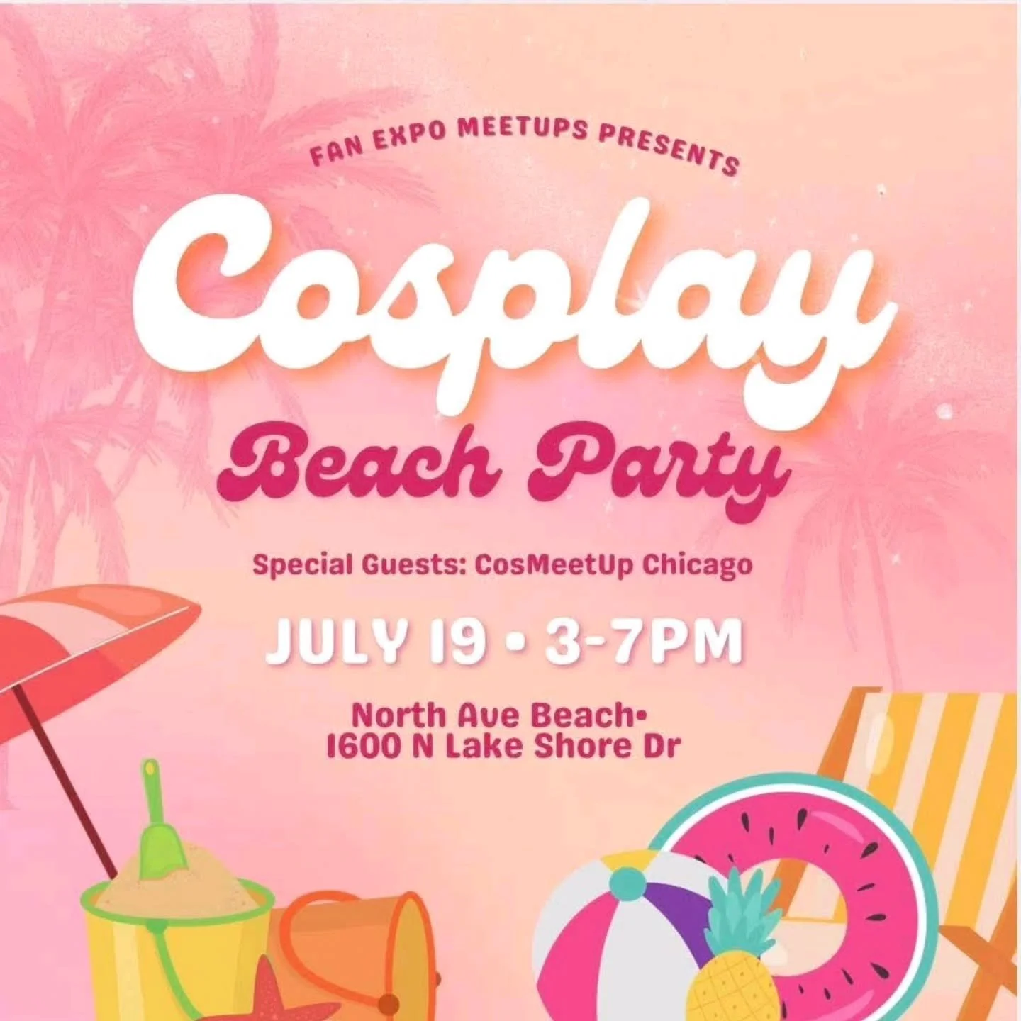 We are excited to announce that we have been invited as guests for Fan Expo Cosplay Beach Party on North Ave Beach on July 19th from 3-7pm 

Fan Expo&rsquo;s Cosplay Beach Party is where the sands of Lake Michigan meet the vibrant world of cosplay! S