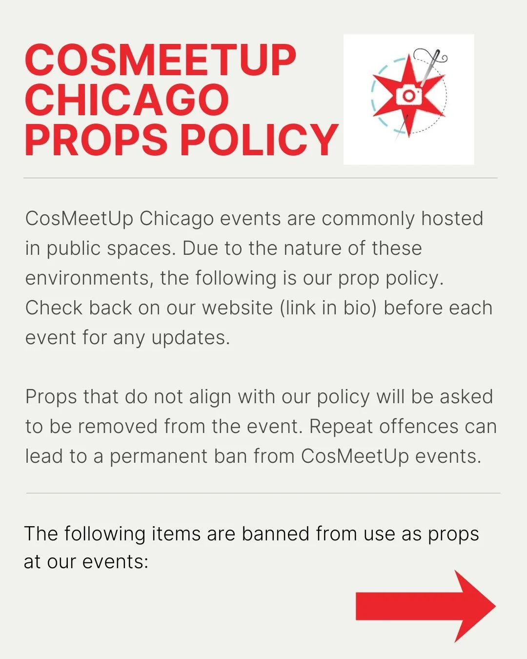We&rsquo;ve had some questions about what props are allowed at our upcoming LaBagh Woods meetup! For clarity, we&rsquo;ve created this list as reference going forward for what props are not allowed at our events. Because we meet up in public spaces, 
