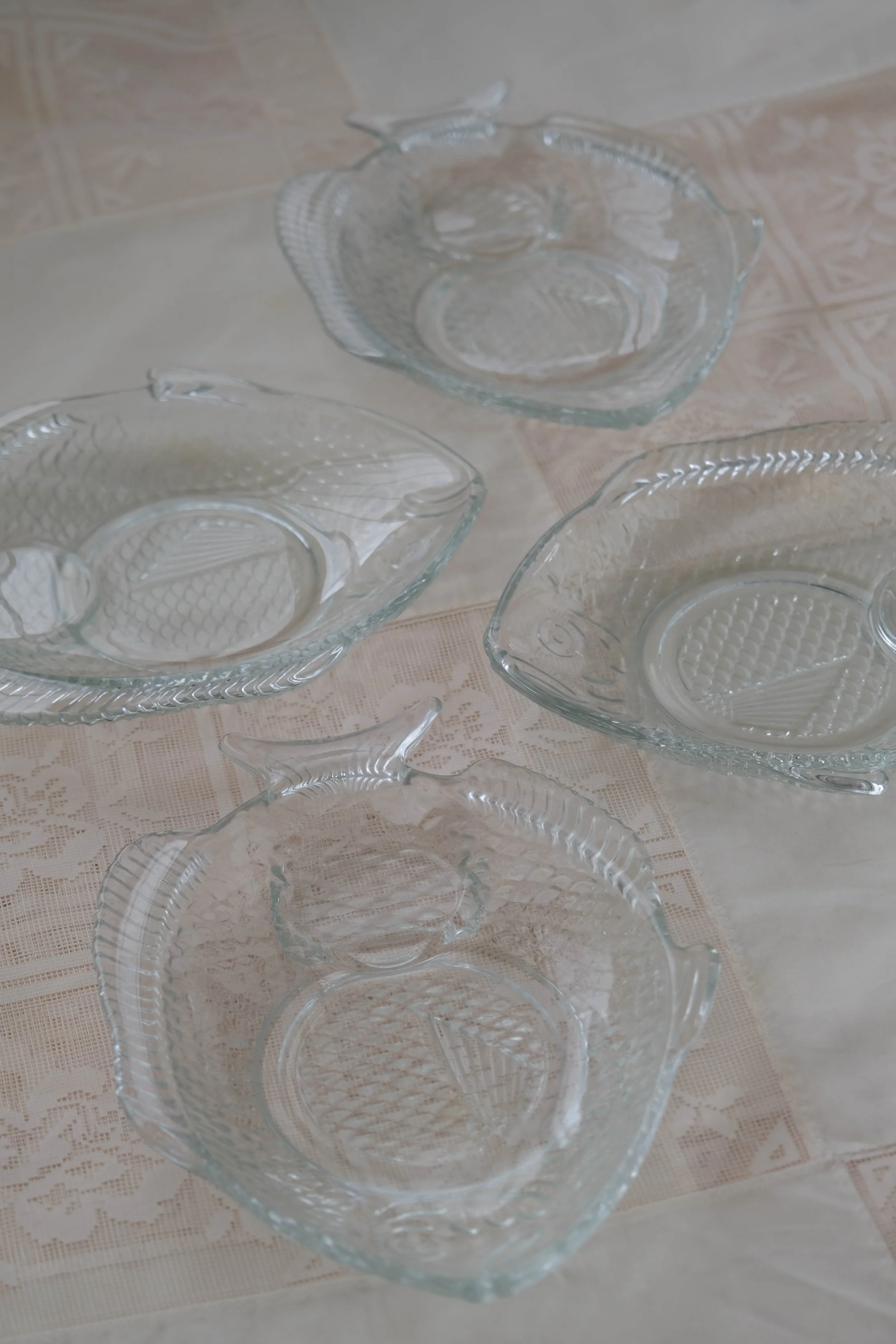 Glass Fish Appetizer Plate Set of 4