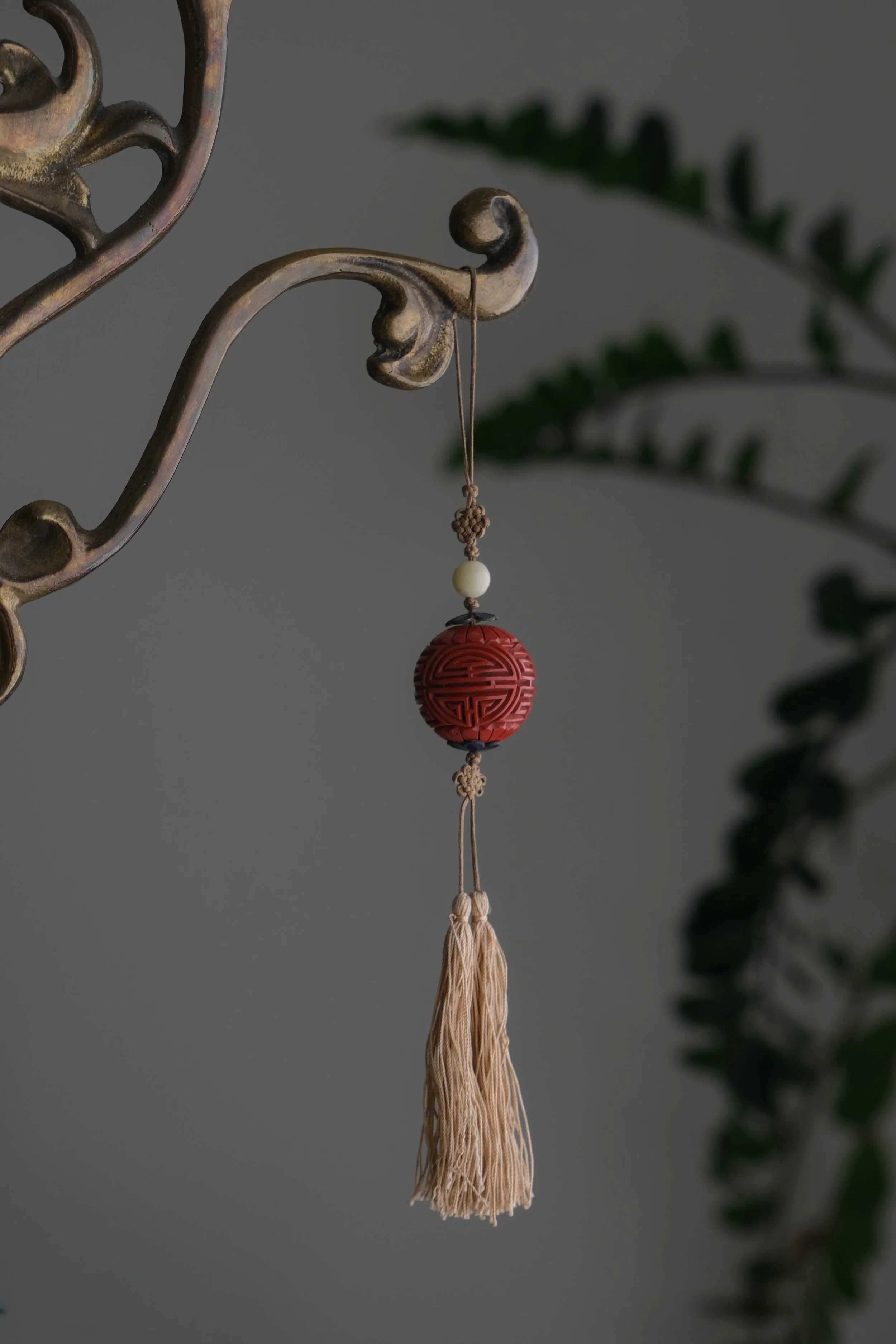 Antique Chinese Cinnabar Decorative Tassel