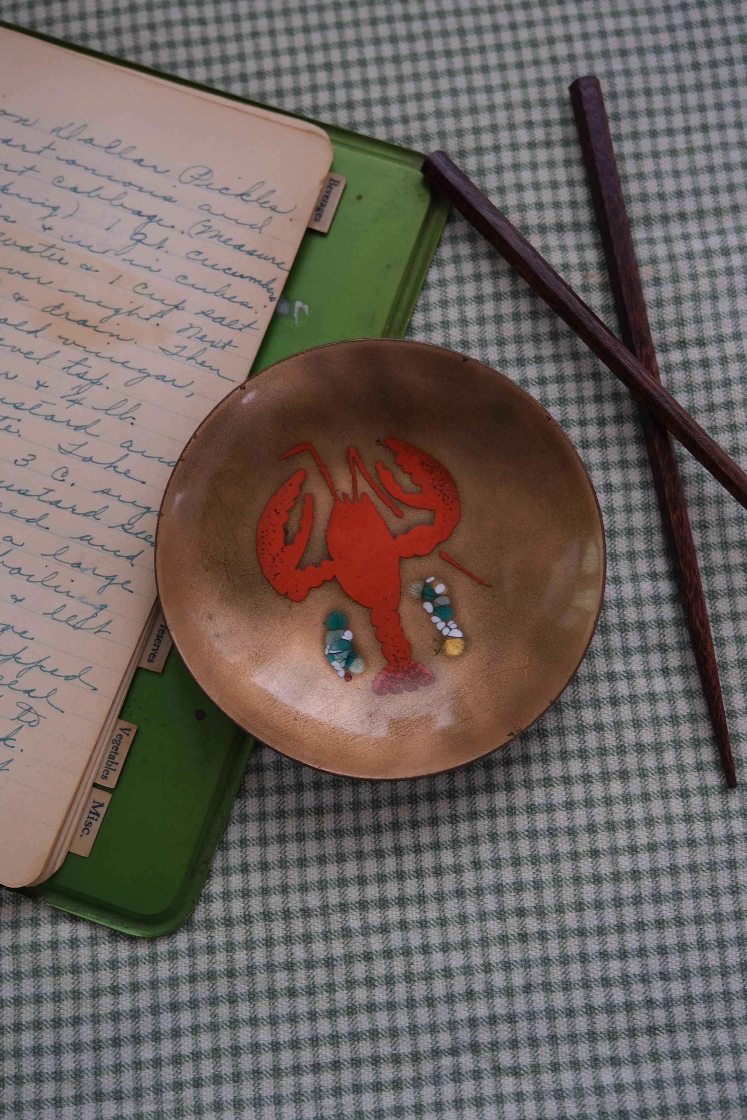 Enamelware Copper Lobster Catchall Dish