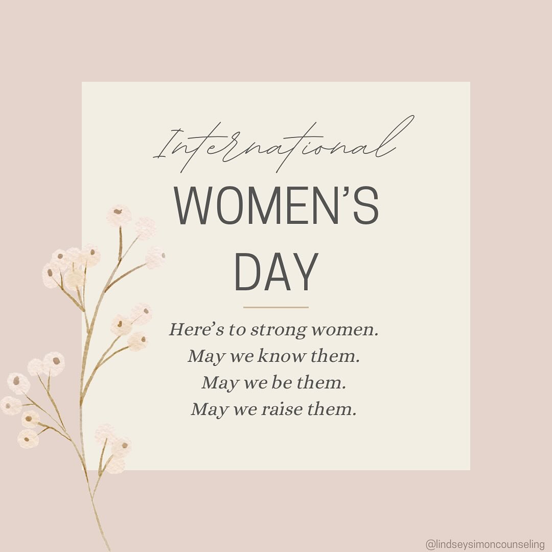 Happy International Women&rsquo;s Day! Ladies, You are strong, you are valuable, you are worthy. Be encouraged to take care of yourself today &amp; always. You are so loved 🤍

#internationalwomensday #women #ladies #therapy #therapist #mentalhealth 