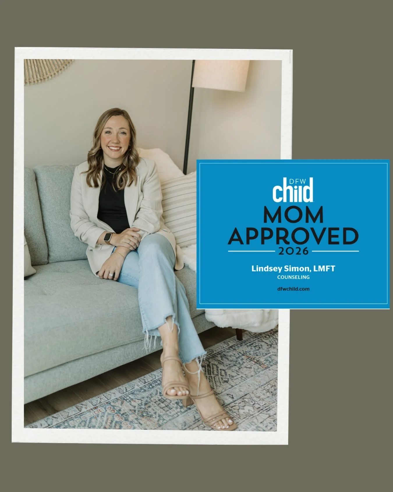 Incredibly honored to share that I have been selected again as a Mom-Approved Counselor for the 2026 DFW Child Magazine! 

I appreciate all who nominated me and have recognized the dedication and care I put into working with your children and familie