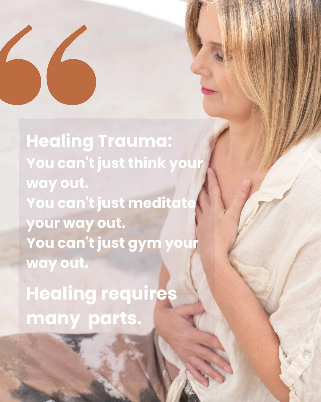 I hear this all the time: "I've had therapy before but it didn't really help." "I tried meds." "I work out every day", "I tried meditation, journaling, energy work..."
The challenge is that we've been condition