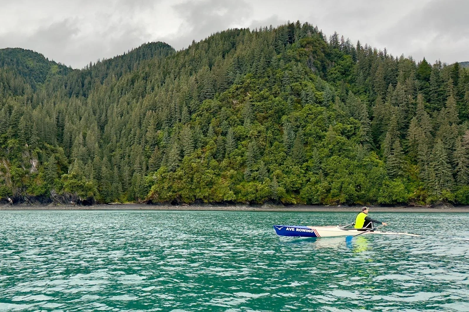 Some rollers coming in on Resurrection Bay.  This is a perfect reason why we use costal rowing shells