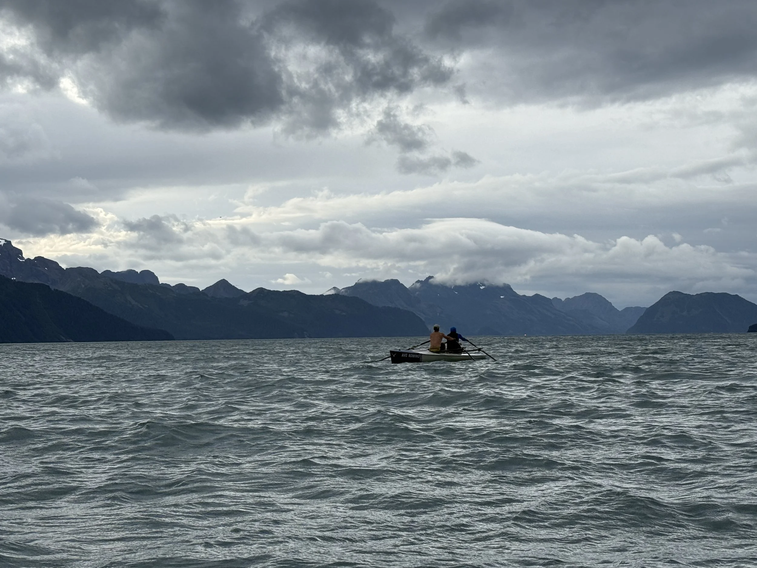 Lumpy peaky waves.  Coastal rowing shells bringing us all home smooth and safe