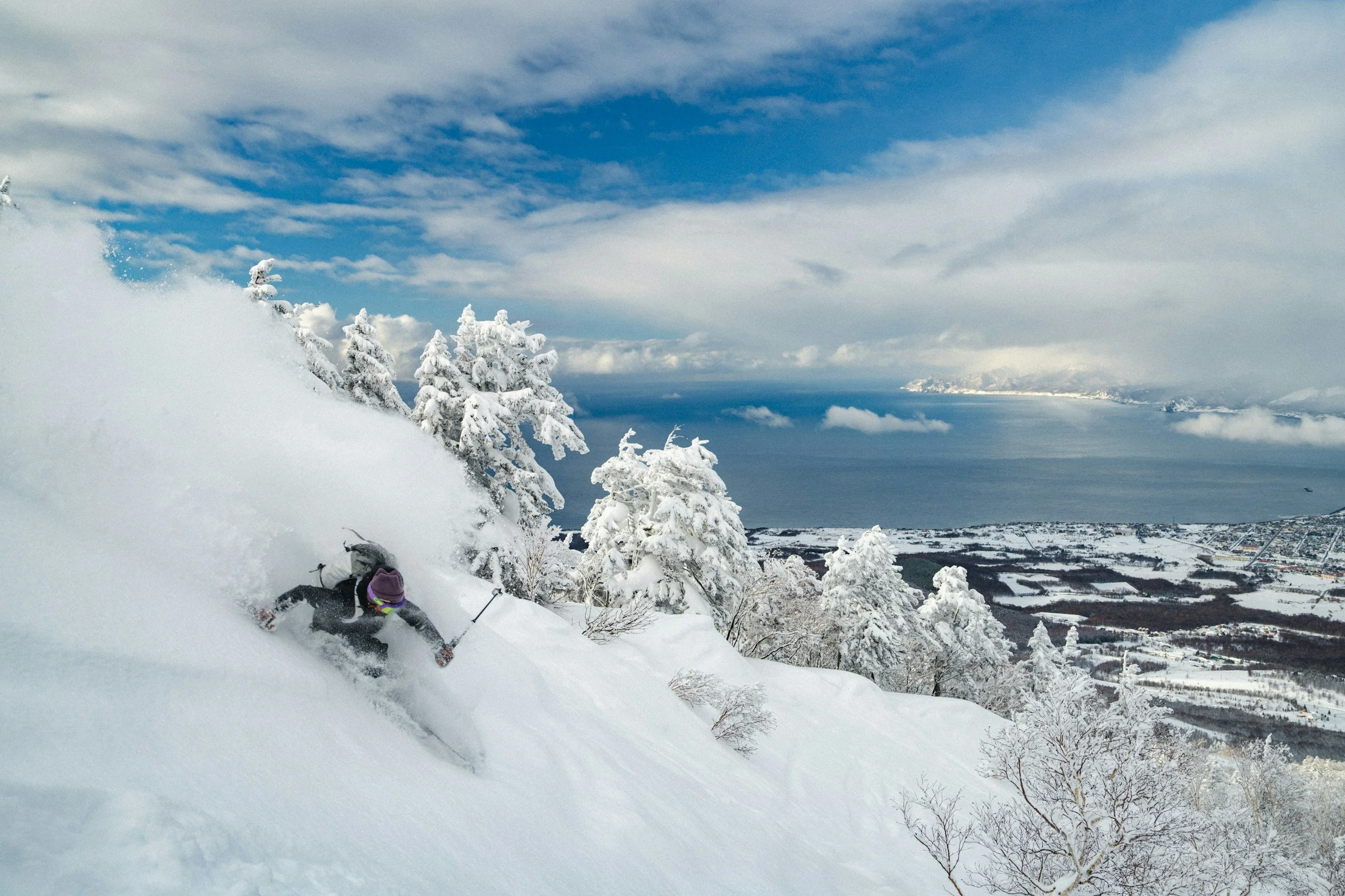 Skier in powder with Otoru in the Distance.jpg