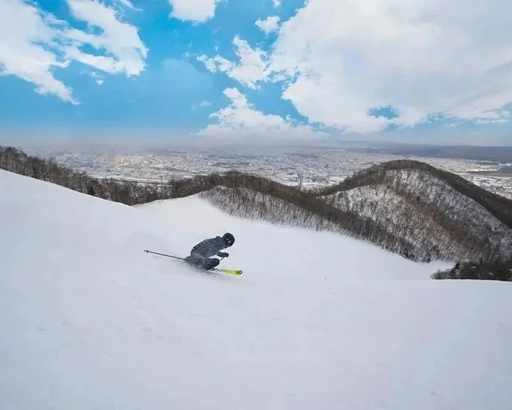 Lone skier Moiwayama ski area Sapporo