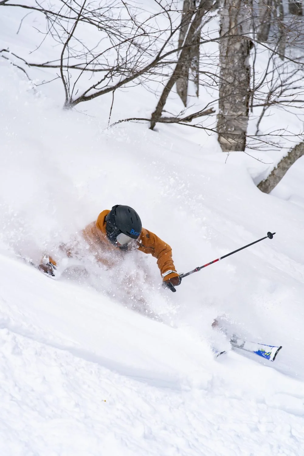 Skier waist-deep in powder Tiene Sapporo