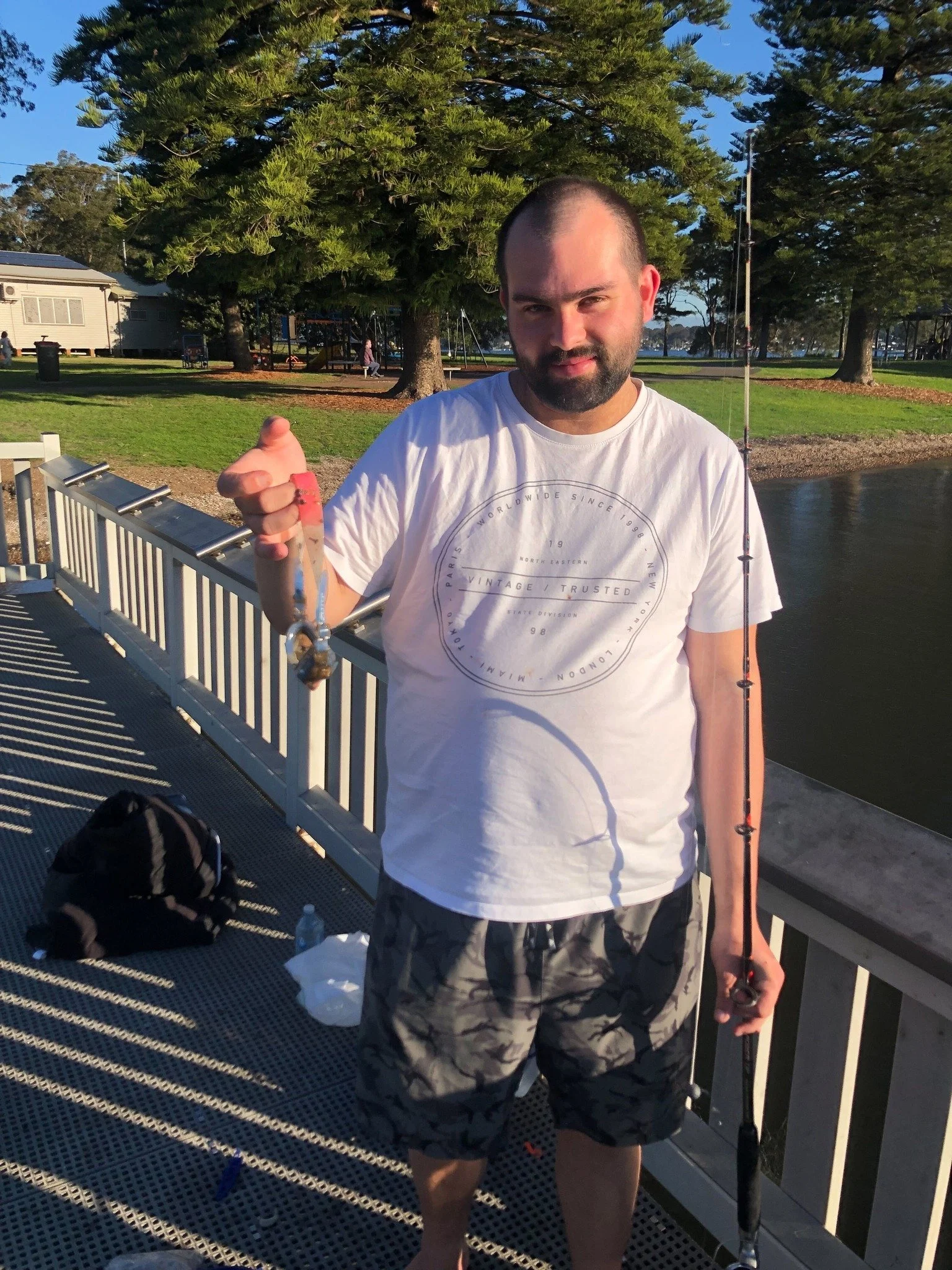 JB catching a rare southeastern gogglefish on a beautiful Monday arvo.