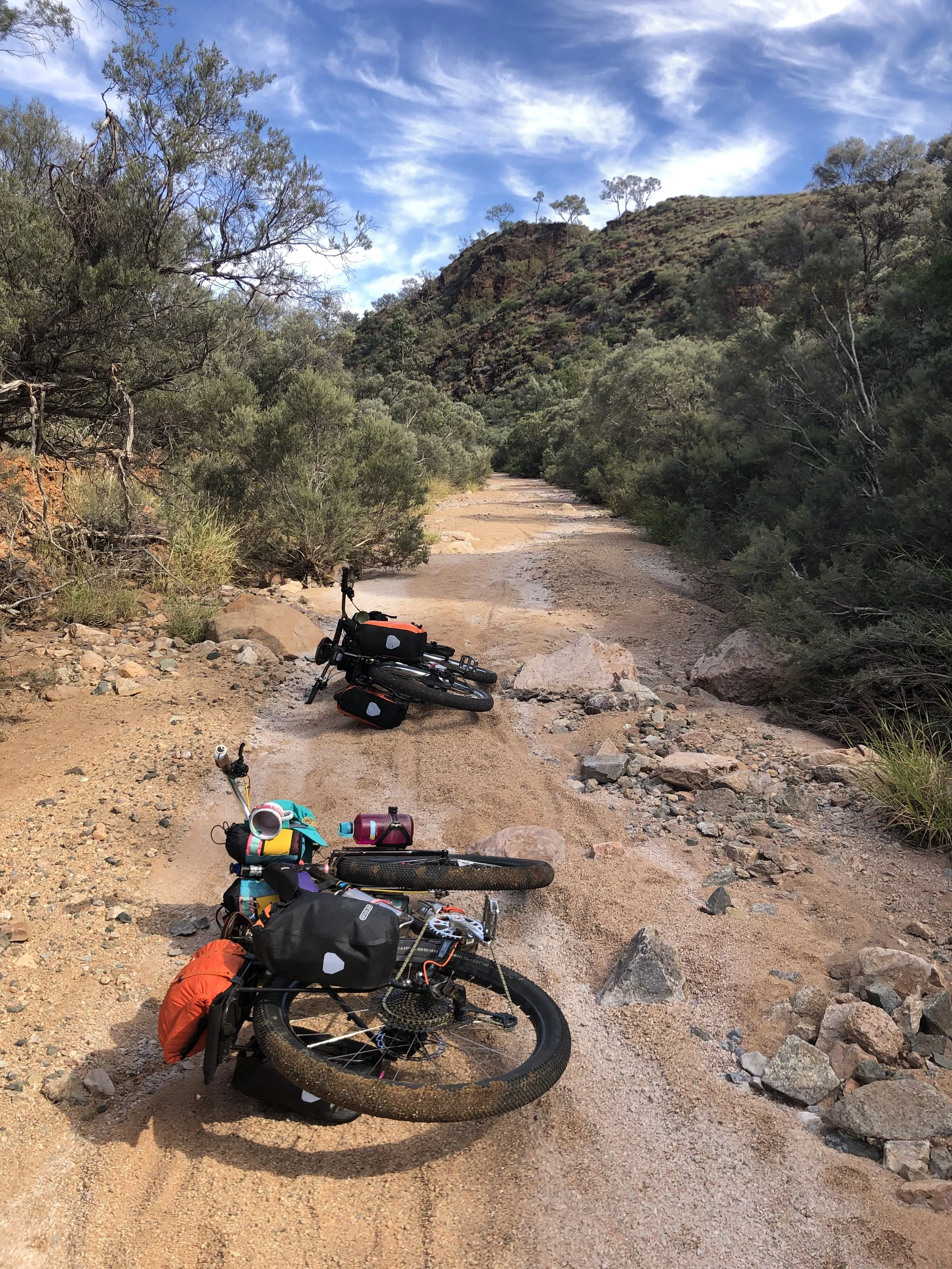 Getting off road during a Get A Grip bicycle packing camp out in Central Australia