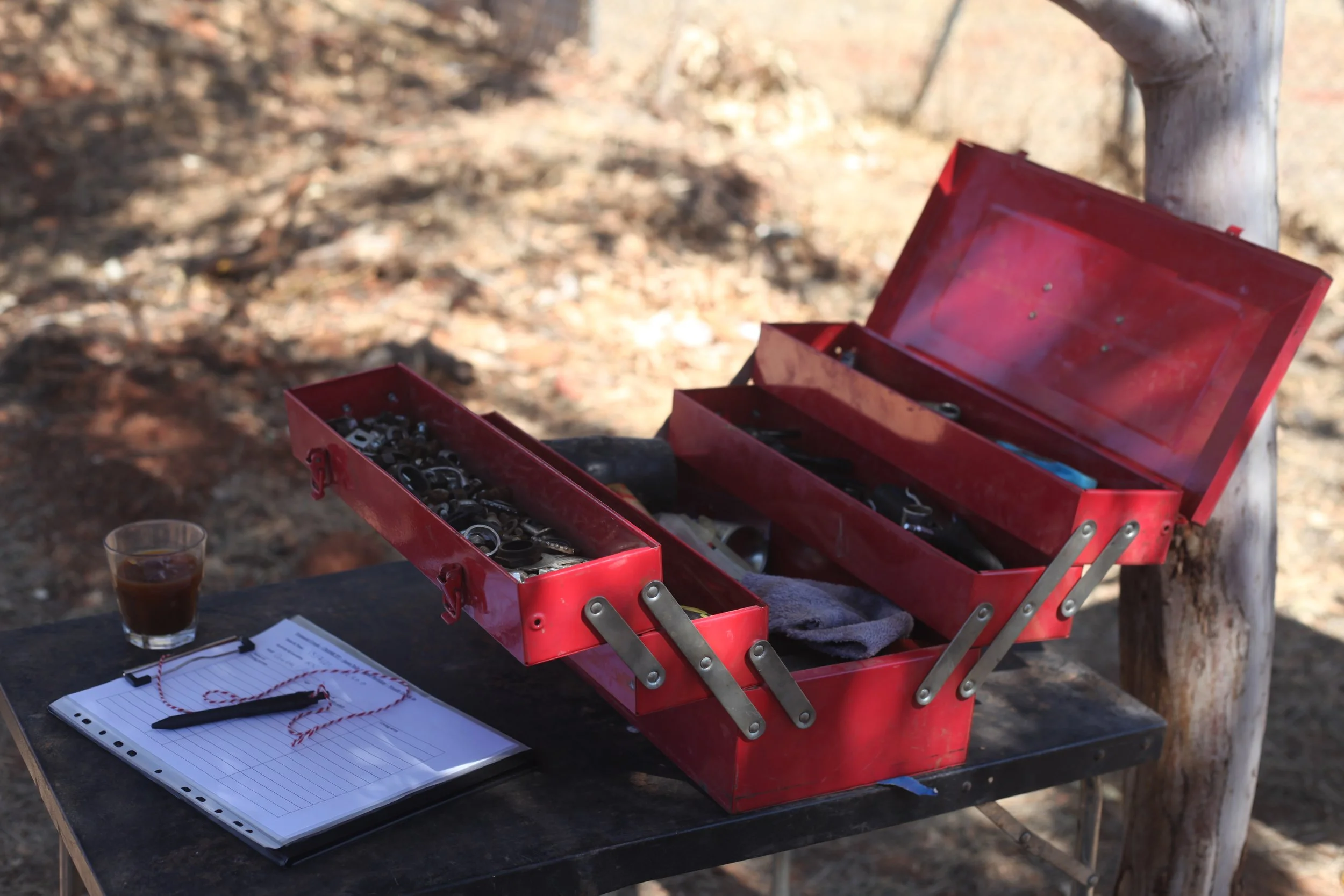 Toolbox open and ready for a Get A Grip bicycle mechanic workshop