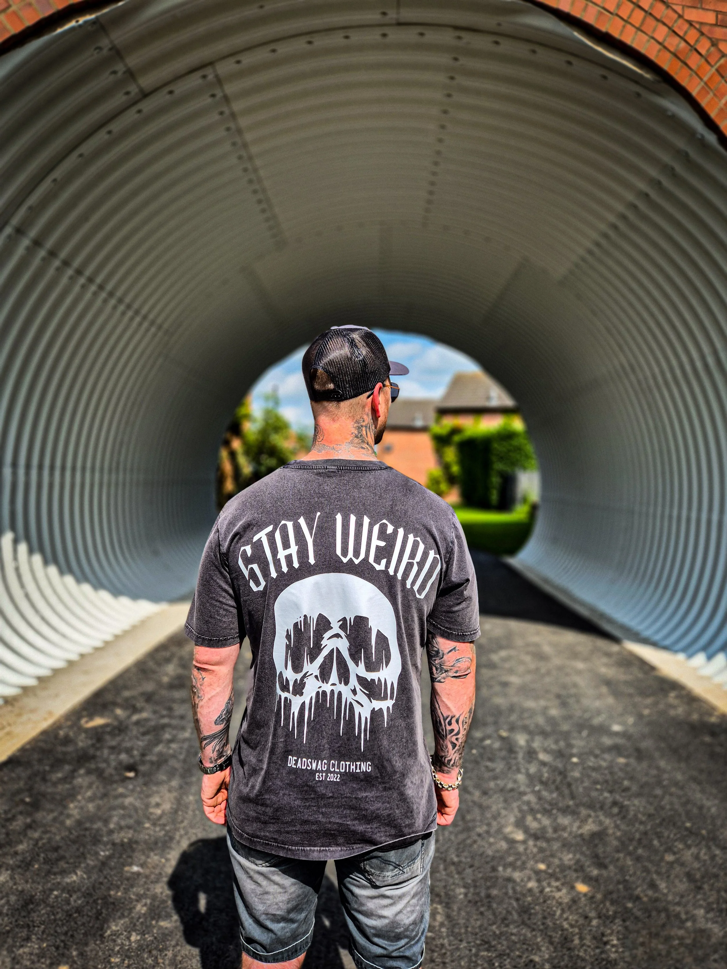 Stay Weird 2025 – Stone Wash Black Oversized T-Shirt