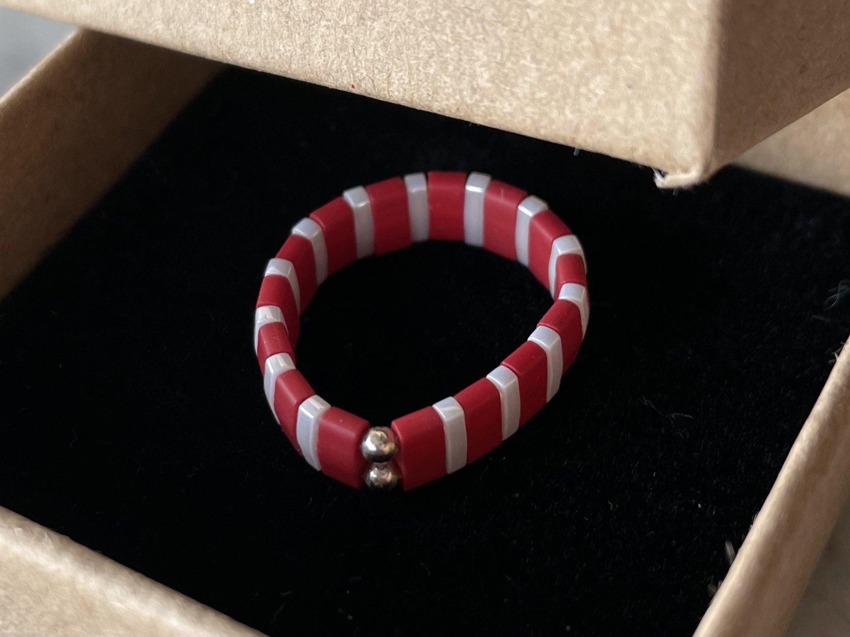 Red and white ring