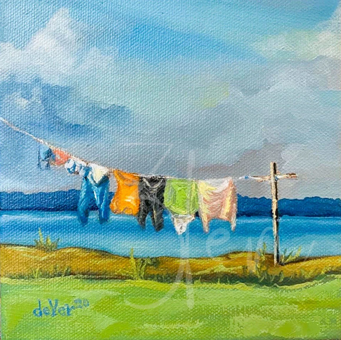 HOPPERS ISLAND CLOTHES LINE original by Lori Dever