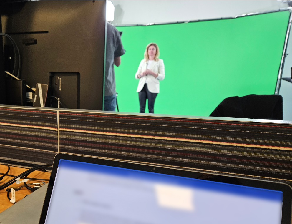 Aufnahme vor Greenscreen bei KPMG in Amstelveen