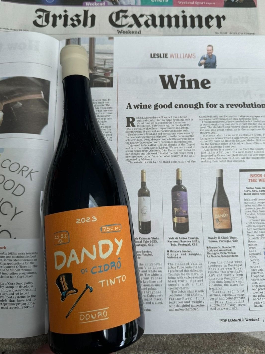 Leslie Williams Irish Examiner on Dandy de Cidro Wine