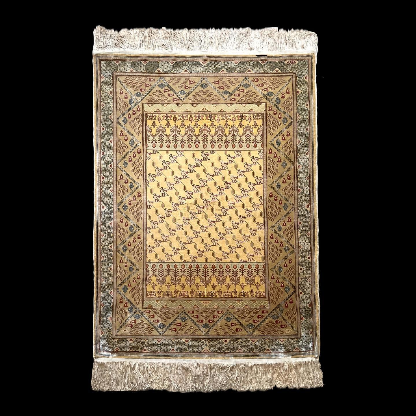 This stunning antique silk Hereke rug has just landed in our shop. Its fine weave and unique design combining both geometric and nature inspired patterns make it a rare piece that will elevate any space.

Circa 1950-60s
Pure Silk
Handmade
Persian

.
