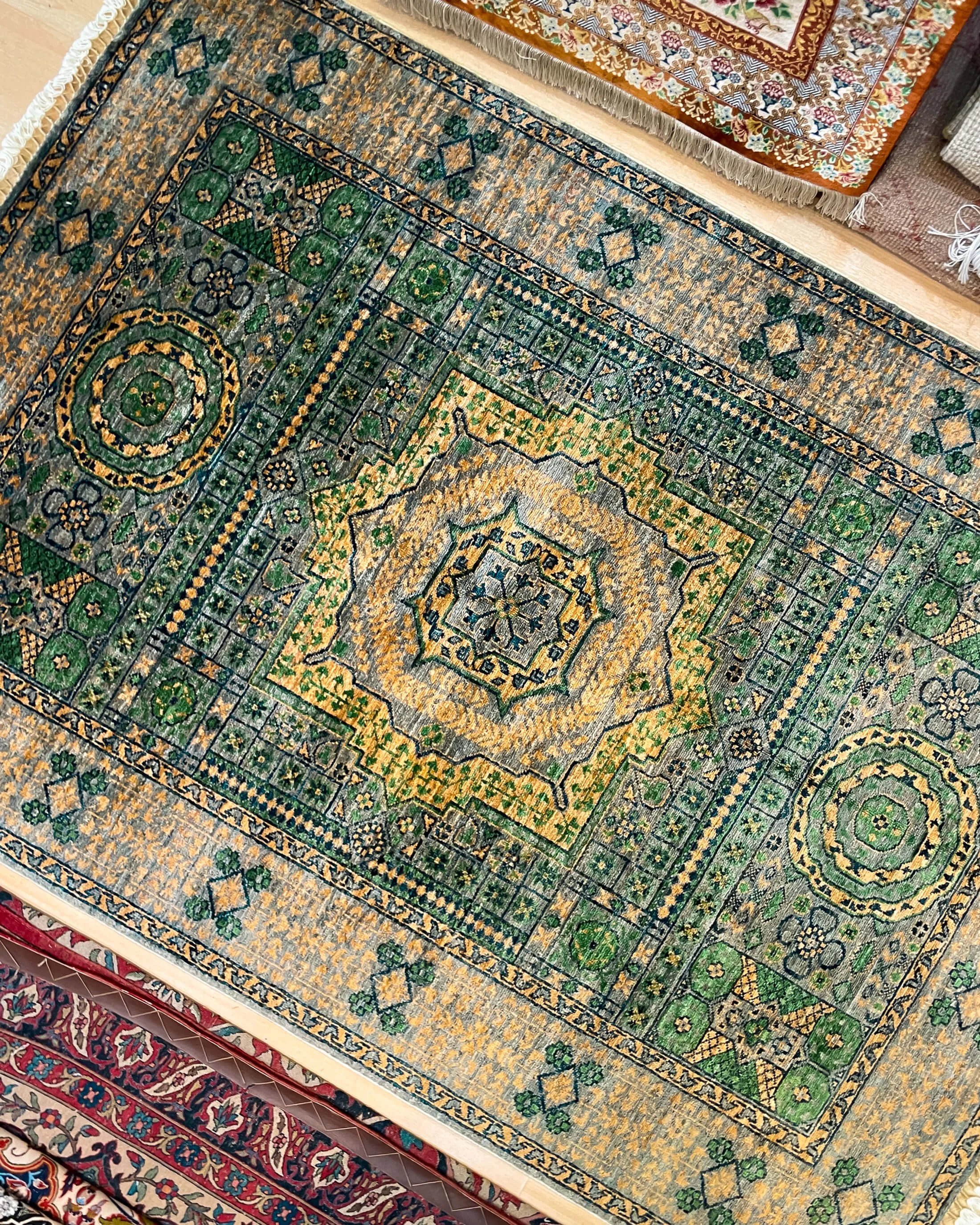 Emerald_Gold_Tribal_Rug_Wool_Handwoven_RosewoodGallery6.jpg